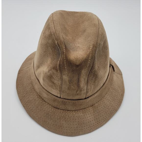 Vintage Totes Light Brown Suede Fedora Hat - Medium USA Made Indiana Jones Style - Picture 6 of 11